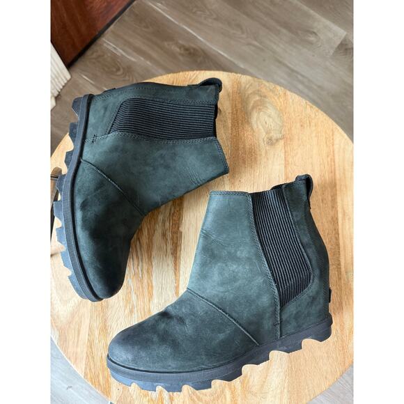 Sorel Joan Of Arctic Wedge II Chelsea Booties, Black, Leather, Women’s size 10 - Picture 4 of 9
